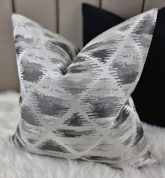 Etterick Slate Charcoal Silver Fabric Cushion cover Handmade Double Sided