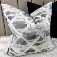 Etterick Slate Charcoal Silver Fabric Cushion cover Handmade Double Sided