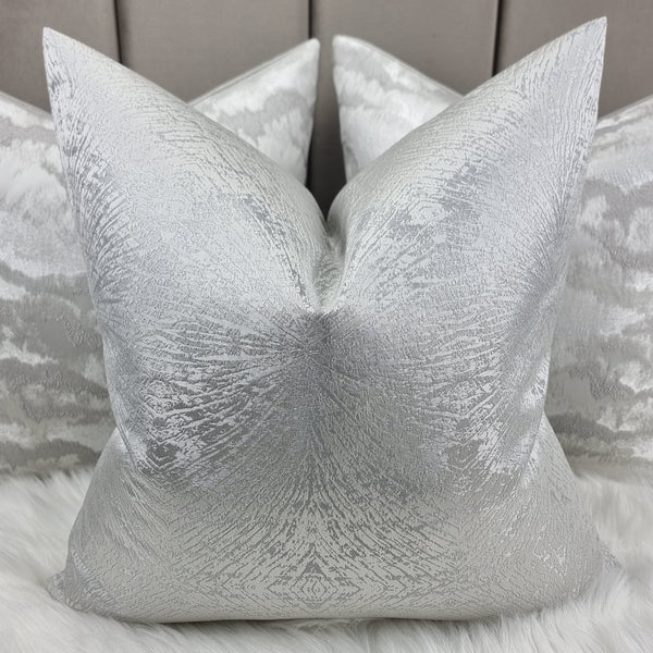 Athena Cushion Cover Luxurious Satin Platinum Silver Prestigious Textiles