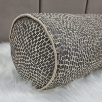 6"x16" Art Mosaic Piped Bolster Cushion / Cover in Bronze Brown