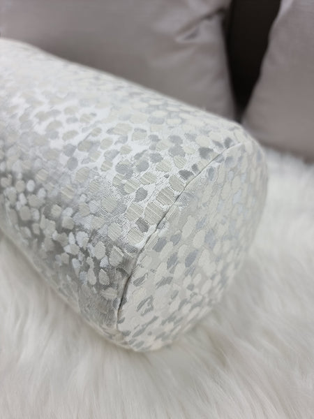 Luxury Bolster Cushion Pebble in White Ivory 6"x16"