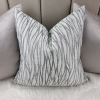 LINEAR CUSHION COVER HANDMADE DOUBLE SIDED SILVER