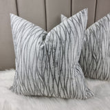 LINEAR CUSHION COVER HANDMADE DOUBLE SIDED SILVER