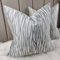 LINEAR CUSHION COVER HANDMADE DOUBLE SIDED SILVER