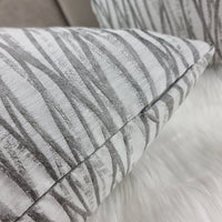 LINEAR CUSHION COVER HANDMADE DOUBLE SIDED SILVER