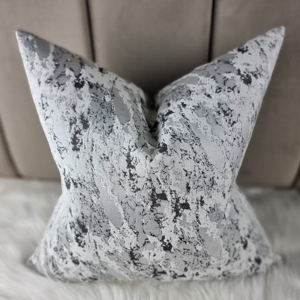 Belle Handmade Cushion Cover Mono Silver Black