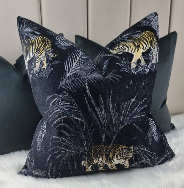 BENGAL Noir Black Handmade Cushion Cover Animal Print