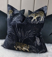 BENGAL Noir Black Handmade Cushion Cover Animal Print