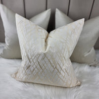 Vittata Gold Ivory Criss Cross Design Cushion Cover