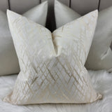 Vittata Gold Ivory Criss Cross Design Cushion Cover