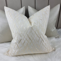 Vittata Gold Ivory Criss Cross Design Cushion Cover