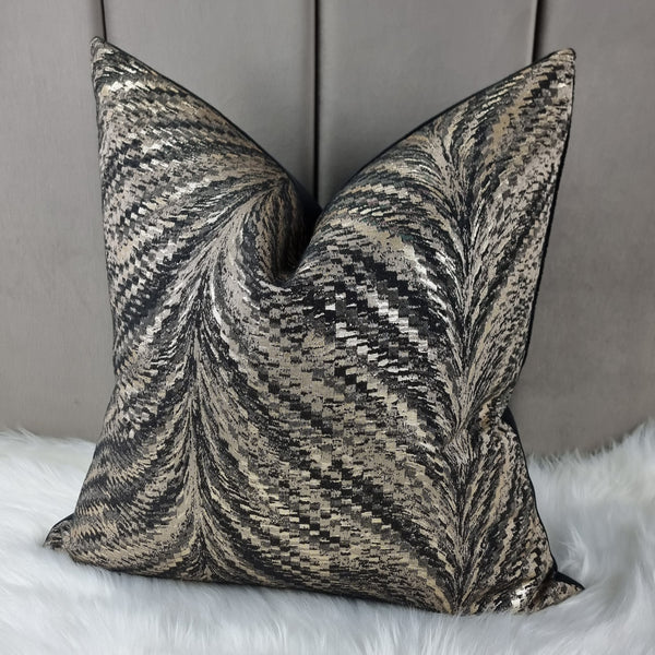 Luxor Charcoal Black Handmade Cushion Cover