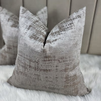 "Gabrielle" in Mink/Husk Distressed look Velvet Cushion Cover