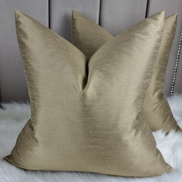 Faux Silk In Gold Cushion Cover
