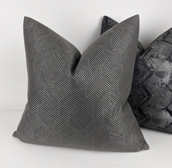 John Lewis & Partners Esher Fabric Handmade Cushion/Pillow Cover Steel Graphic 17"x17"
