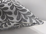 18"x18" John Lewis Fabric Vera Leaf Handmade Cushion Cover in Steel silver