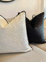Iliv Vivaldi Ivory Contrasting Black Piping Fabric Cushion Cover Velvet