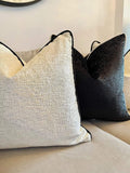 Iliv Vivaldi Ivory Contrasting Black Piping Fabric Cushion Cover Velvet