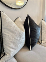 Iliv Vivaldi Ivory Contrasting Black Piping Fabric Cushion Cover Velvet