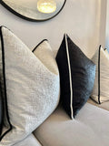 Iliv Vivaldi Ivory Contrasting Black Piping Fabric Cushion Cover Velvet