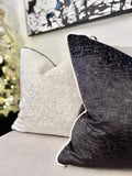Iliv Vivaldi Ivory Contrasting Black Piping Fabric Cushion Cover Velvet