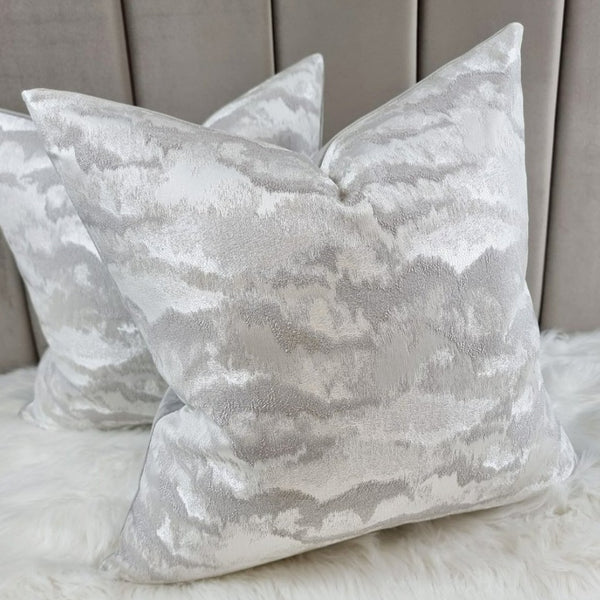 Heavenly Clouds Silver Handmade Cushion Cover
