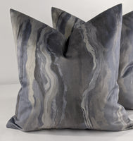 Prestigious Textiles Marble Lava Blue Grey Velvet Fabric Handmade Cushion Cover