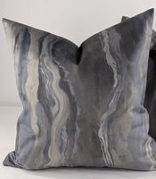 Prestigious Textiles Marble Lava Blue Grey Velvet Fabric Handmade Cushion Cover