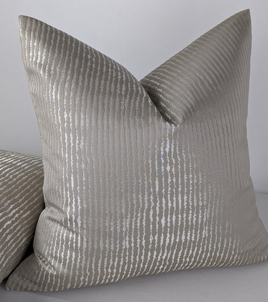 Ridge Handmade Cushion Cover In Dove/ Taupe
