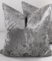 Ritz Crushed Velvet in Grey Silver Fabric Cushion Cover 18x18"