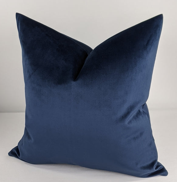John Lewis Luxury Knitted Velvet in Blue Navy/Indigo Fabric Cushion Cover