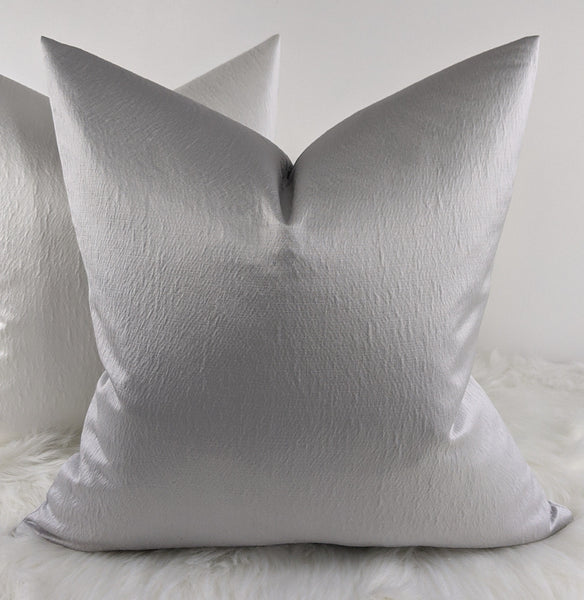 Ezra Zinc/Silver Textured Satin Handmade Cushion Cover