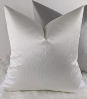 Ezra Arctic white Plain Textured Satin Handmade Cushion Cover