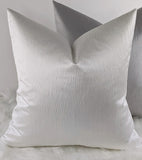 Ezra Arctic white Plain Textured Satin Handmade Cushion Cover