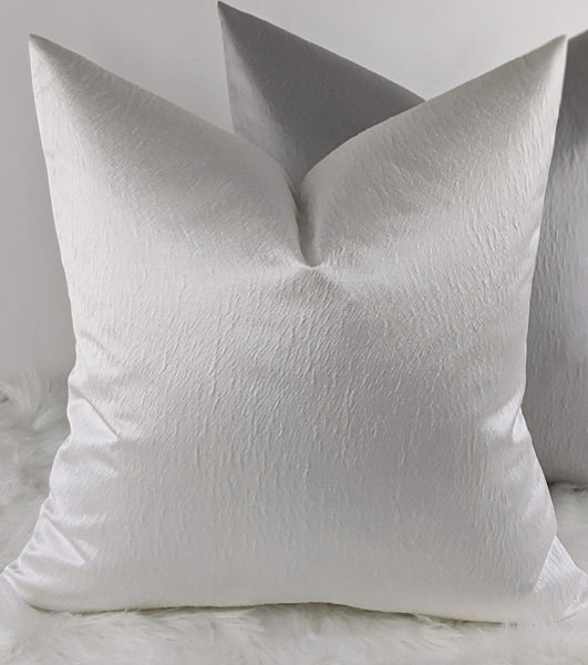 Ezra Arctic Plain Textured Satin Handmade Cushion Cover