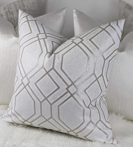 Prestigious Textiles Othello Opal/White Handmade Cushion Cover Double Sided