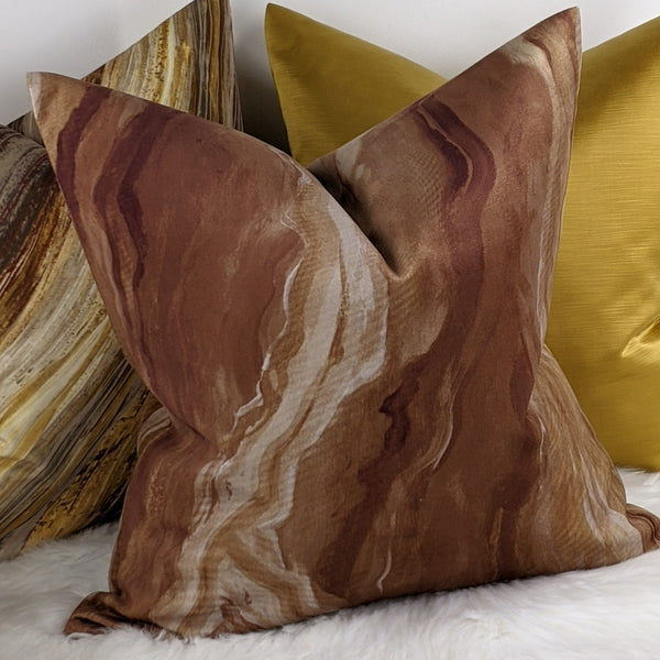 Prestigious Textiles Marble Lava Henn/Rust Velvet Fabric Handmade Cushion Cover 18"x18"