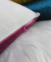 Designer Harlequin Amazilia Cushion Cover, Papaya / Apple 12"x20"  Reverse Cerise Velvet
