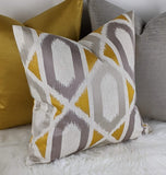 JUANA Cushion Cover in Saffron Yellow Grey